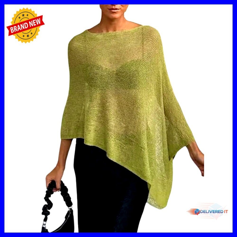 Sheer Poncho Shawl Batwing Cape Crochet Coverup Lightweight Sweater